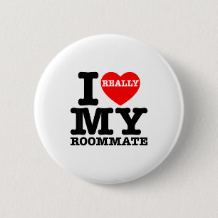 Ich liebe meinen Mitbewohner Herz Lustige Partyges Button