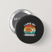 Ich liebe meinen Moose Retro Collie Hund Button (Vorne & Hinten)