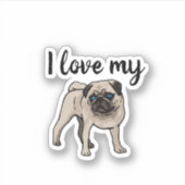 Ich Liebe meinen Mops Aufkleber (Vorderseite)