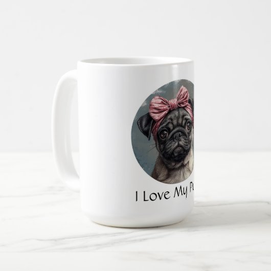 Ich Liebe meinen Mops Kaffeetasse (Vorderseite Links)