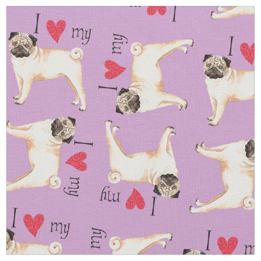Ich Liebe meinen Mops Stoff (Nahaufnahme)
