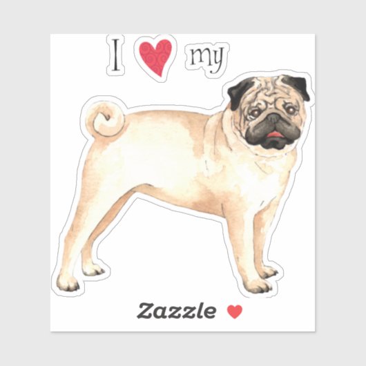 Ich Liebe meinen Mops Vinyl Sticker (Blatt)