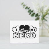 Ich Liebe meinen Nerd Postkarte (Stehend Vorderseite)