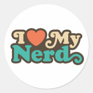 Ich Liebe meinen Nerd Runder Aufkleber
