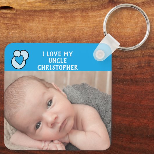 Ich Liebe meinen Onkel Fotos blaues Liebe Herz Schlüsselanhänger (Rückseite)