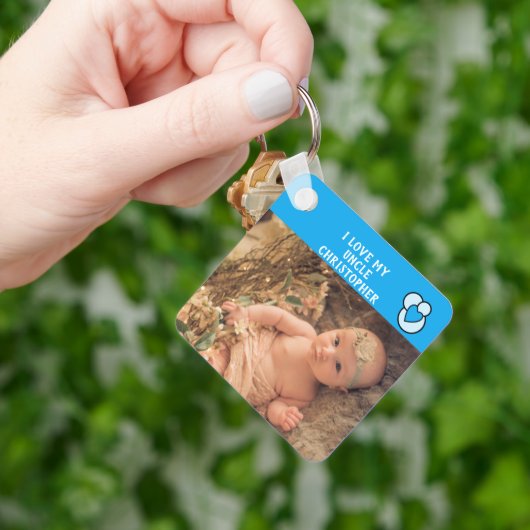 Ich Liebe meinen Onkel Fotos blaues Liebe Herz Schlüsselanhänger (Hand)