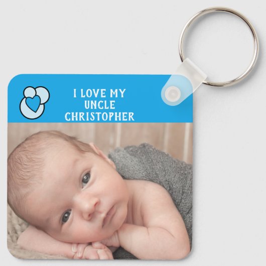 Ich Liebe meinen Onkel Fotos blaues Liebe Herz Schlüsselanhänger (Rückseite)