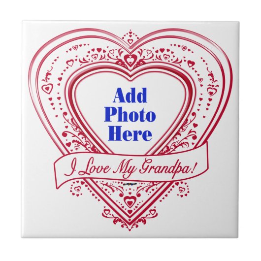 Ich Liebe meinen Opa! Foto Red Hearts Fliese (Vorderseite)