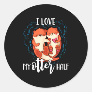 Ich liebe meinen Otter-Halb-Pun-Couple Valentinsta Runder Aufkleber