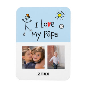 Ich liebe meinen Papa 2 Foto-Magnet zum Anpassen Magnet