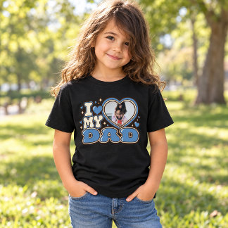 Ich liebe meinen Papa personalisiertes Foto-Kinder T-Shirt