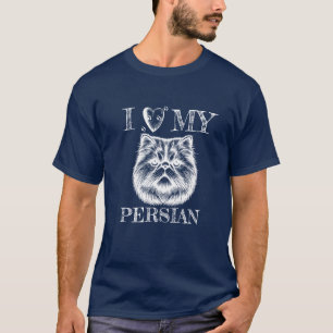 Ich liebe meinen Perser, Katze und Pfotenabdrücke T-Shirt
