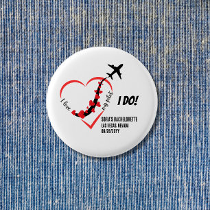 Ich liebe meinen Piloten, Flugzeugherzen, Junggese Button