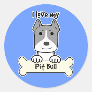 Ich Liebe meinen Pitbull Runder Aufkleber