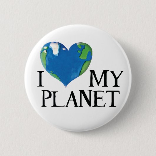 Ich Liebe meinen Planeten-Knopf Button (Vorderseite)