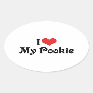 Ich liebe meinen Pookie Ovaler Aufkleber