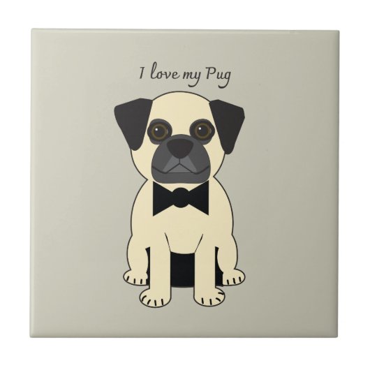 Ich liebe meinen Pug Fliese (Vorderseite)