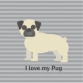 Ich liebe meinen Pug Gray Lined Aufkleber (Vorderseite)