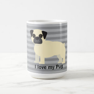 Ich liebe meinen Pug Gray Lined Kaffeetasse