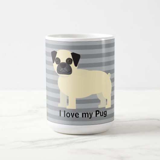 Ich liebe meinen Pug Gray Lined Kaffeetasse (Mittel)