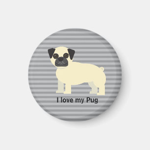 Ich liebe meinen Pug Gray Lined Magnet