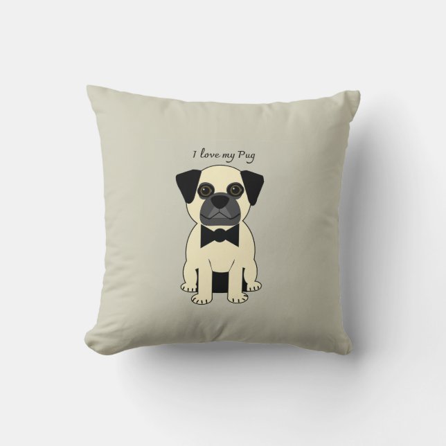 Ich liebe meinen Pug Kissen (Vorderseite)