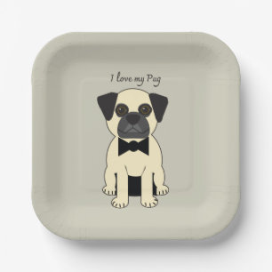 Ich liebe meinen Pug Pappteller