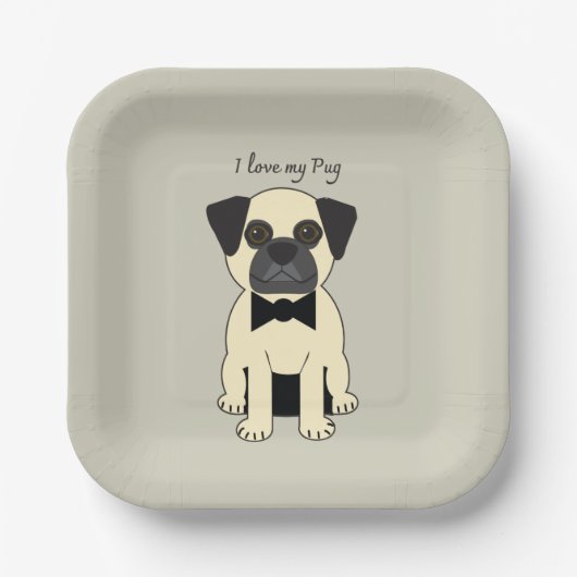 Ich liebe meinen Pug Pappteller (Vorderseite)