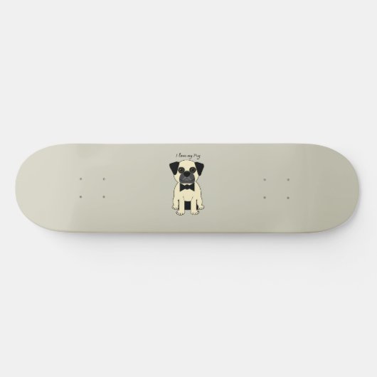 Ich liebe meinen Pug Skateboard (Horizontal)