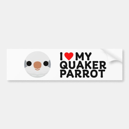ICH LIEBE MEINEN QUAKER-PAPAGEI – grau Autoaufkleber (Vorne)