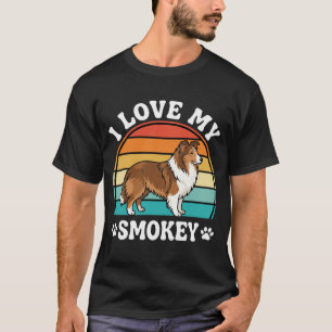 Ich liebe meinen rauchigen Hund Retro-Sonnenunterg T-Shirt