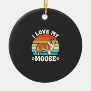 Ich liebe meinen Retro Collie Hund Keramik Ornament