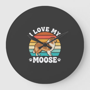 Ich liebe meinen Retro-Collie-Hund Moose Große Wanduhr
