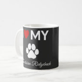 Ich Liebe meinen Rhodesian Ridgeback Hundetext Kaffeetasse (Vorderseite Links)