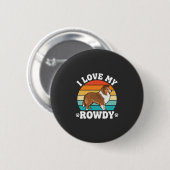 Ich liebe meinen Rowdy-Sheltie Retro-Hund Button (Vorne & Hinten)