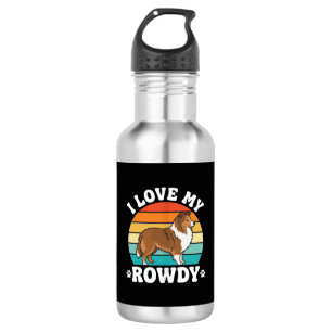 Ich liebe meinen rowdy Sheltie Retro Hund Edelstahlflasche