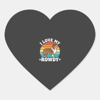 Ich liebe meinen Rowdy-Sheltie Retro-Hund Herz-Aufkleber