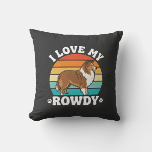 Ich liebe meinen rowdy Sheltie Retro Hund Kissen