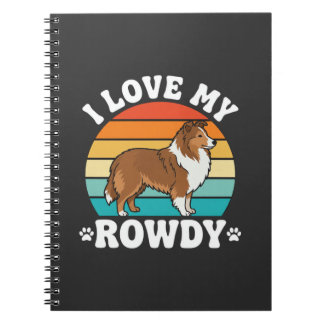 Ich liebe meinen Rowdy-Sheltie Retro-Hund Notizblock