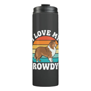 Ich liebe meinen Rowdy-Sheltie Retro-Hund Thermosbecher