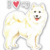 Ich Liebe meinen Samoyed Vinyl Sticker (Vorderseite)