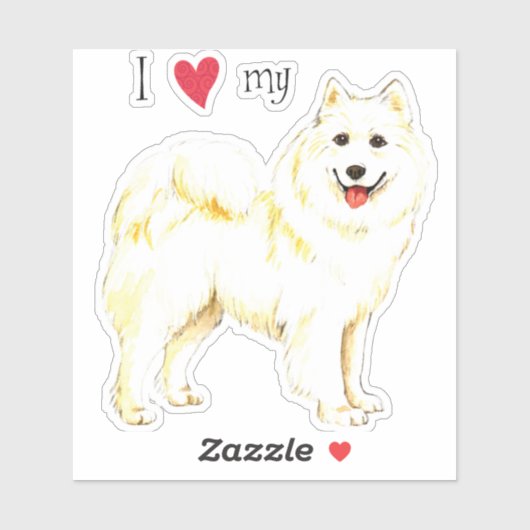 Ich Liebe meinen Samoyed Vinyl Sticker (Blatt)
