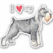 Ich Liebe meinen Schnauzer-Vinyl-Standardsticker Aufkleber (Vorderseite)
