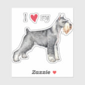 Ich Liebe meinen Schnauzer-Vinyl-Standardsticker Aufkleber (Blatt)