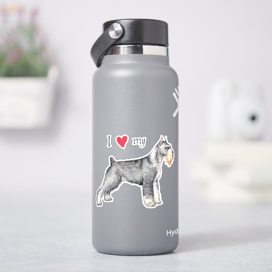 Ich Liebe meinen Schnauzer-Vinyl-Standardsticker Aufkleber (HydroFlask)