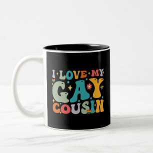 Ich liebe meinen schwulen Cousin Groovy Rainbow LG Zweifarbige Tasse