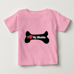 Ich Liebe meinen Sheltie - Hundeknochen Baby T-shirt