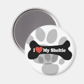 Ich Liebe meinen Sheltie - Hundeknochen Magnet (Vorderseite/Rückseite)