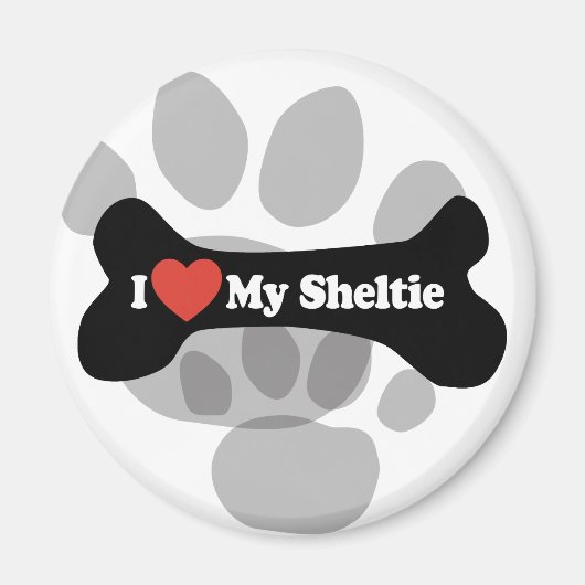 Ich Liebe meinen Sheltie - Hundeknochen Magnet (Vorne)