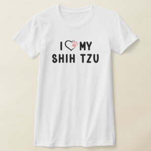 Ich liebe meinen Shih Tzu rosa Pfotenherz-Hund  T-Shirt